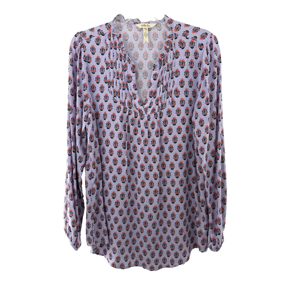 Matilda Jane Women's Multicolor Abstract V-Neck Blouse Size Medium